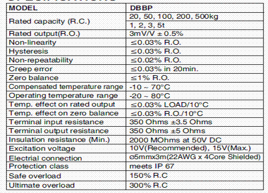 DBBP-1000KG,DBBP-1000KG称重传感器技术参数