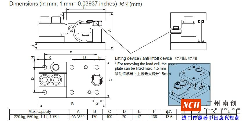 HBM  HLCM-MB35称重模块产品尺寸